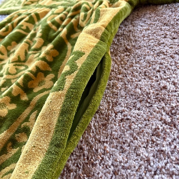 Vintage Robes of California Large Terry Cloth Caftan Green & Gold Fieldcrest EUC - Picture 5 of 14